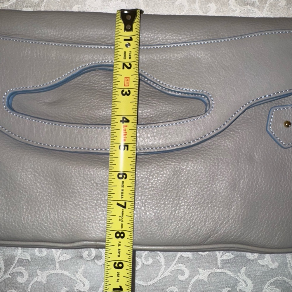 Barr & Barr Gray Leather Fold Over Bag - Picture 13 of 16